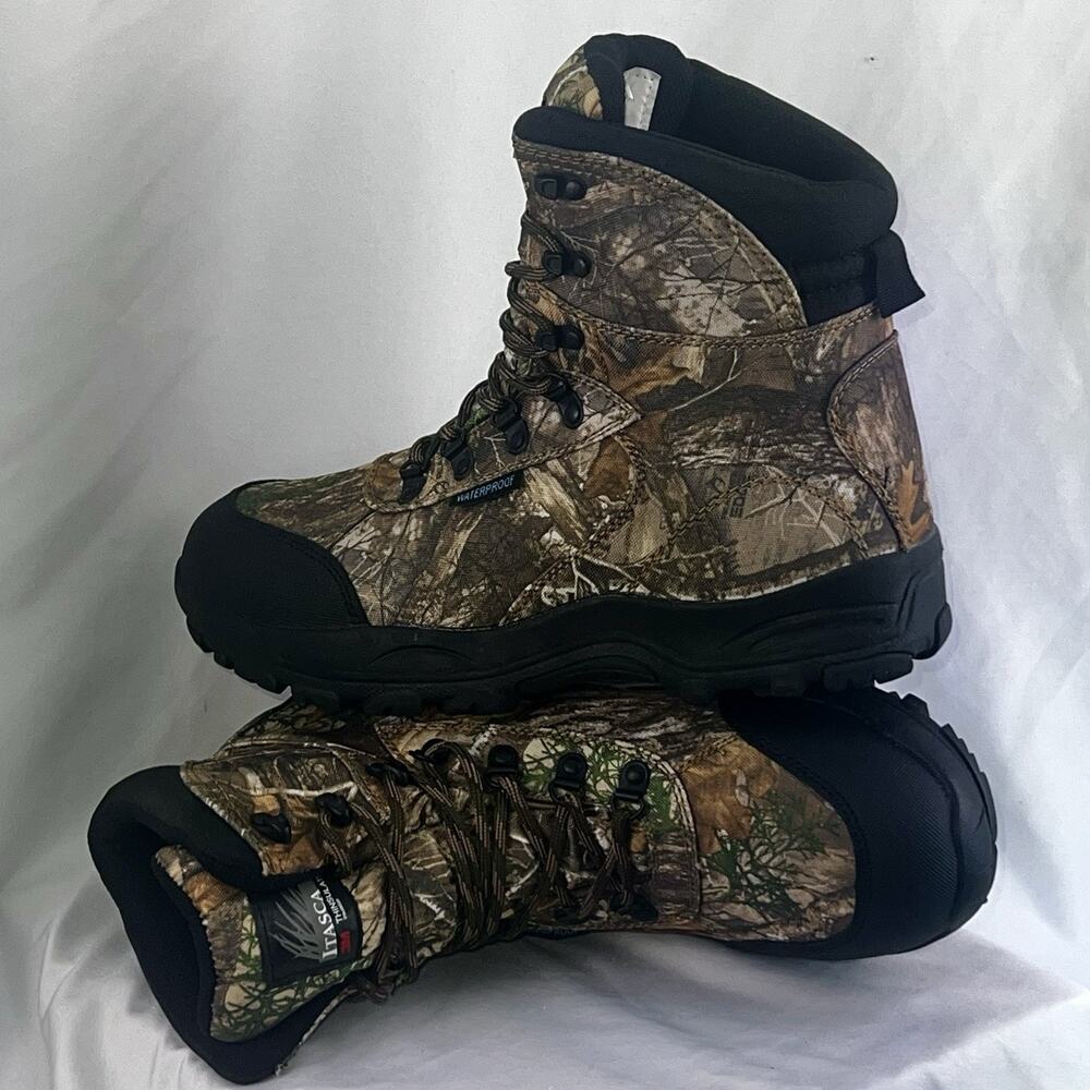 Itasca Mens Boots Sz 10 Thinsulate Ultra 600G Camo Brown Waterproof Hunting NWOB